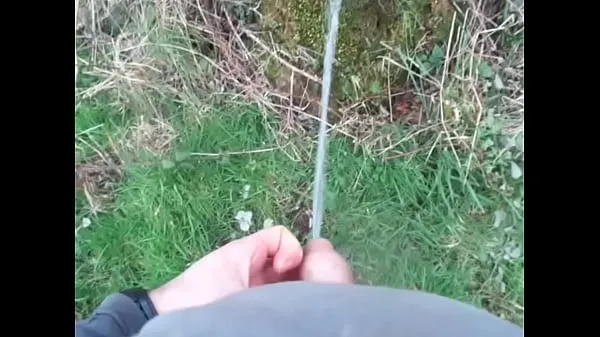 Fresh Peeing against a tree clips Clips